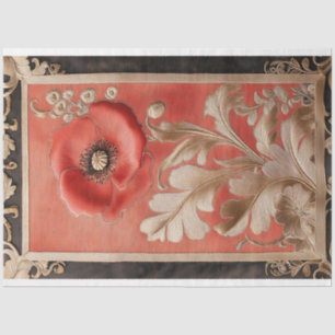 Border Art Poppy Flower Textured effect Abstract Tissue Paper