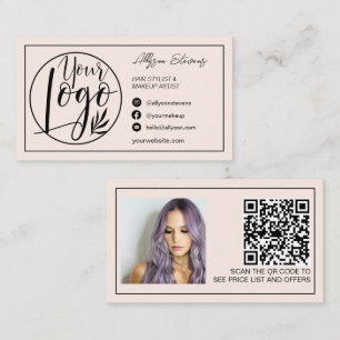Border black blush hair makeup photo logo qr code business card