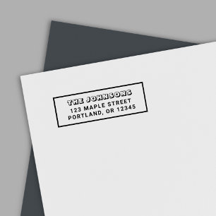 Border Blocky and Bold Family Name Return Address Self-inking Stamp