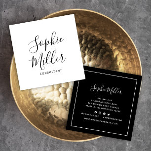 Border Calligraphy Social Media Editable Colour Square Business Card