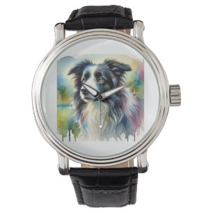 Border Collie 141024AREF145 - Watercolor Watch
