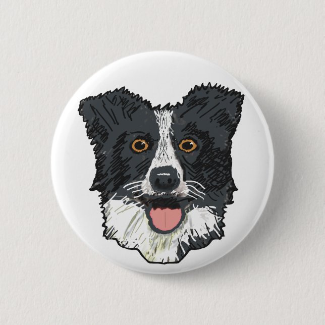 Border Collie 6 Cm Round Badge (Front)
