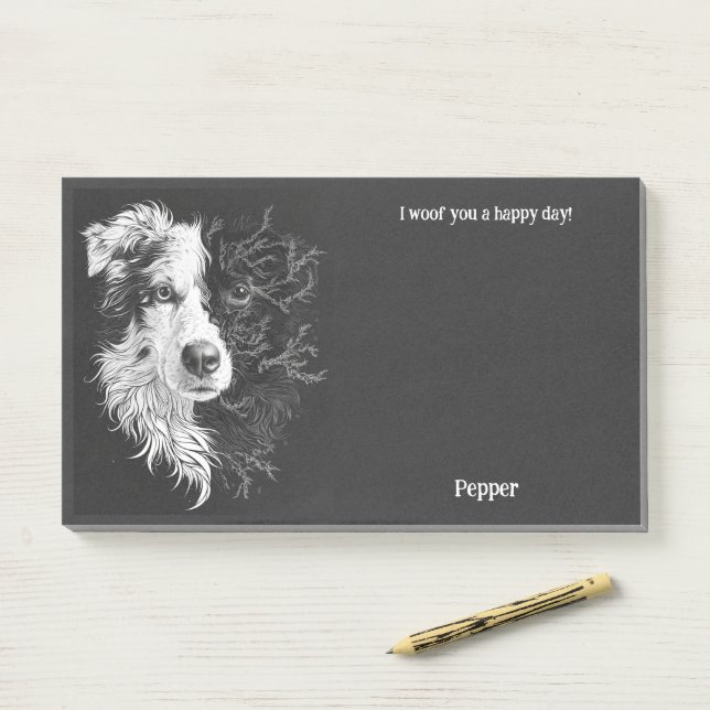 Border Collie Abstract Art Dog Name  Post-it Notes (On Desk)