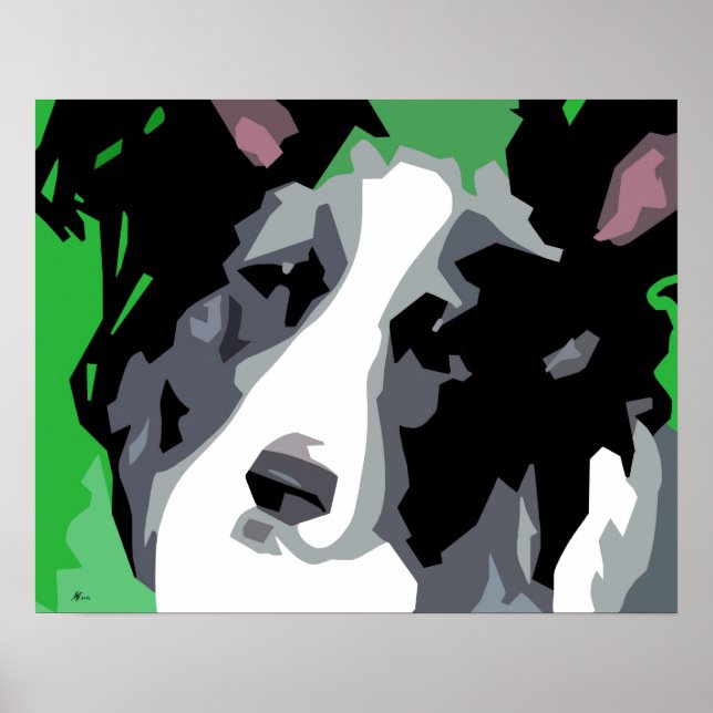 Border Collie Abstract Poster (Front)