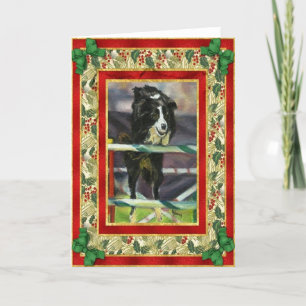 Border Collie Agility Blank Christmas Card