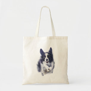Border collie agility dog design on a tote bag