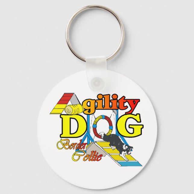 Border Collie Agility Gifts Key Ring (Front)
