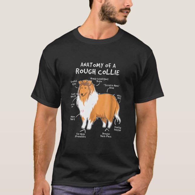 Border Collie-Anatomy Of A Rough Collie Dog Puppy T-Shirt (Front)