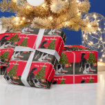 Border Collie and Christmas Tree  Wrapping Paper<br><div class="desc">A border collie is ready for Christmas with his red ball.</div>