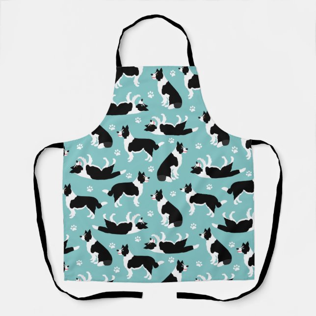 Border Collie and Paw Print Apron (Front)