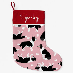 Border Collie and Paw Print Large Christmas Stocki Small Christmas Stocking