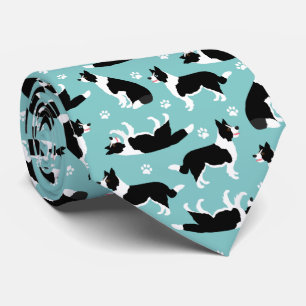 Border Collie and Paw Print Tie