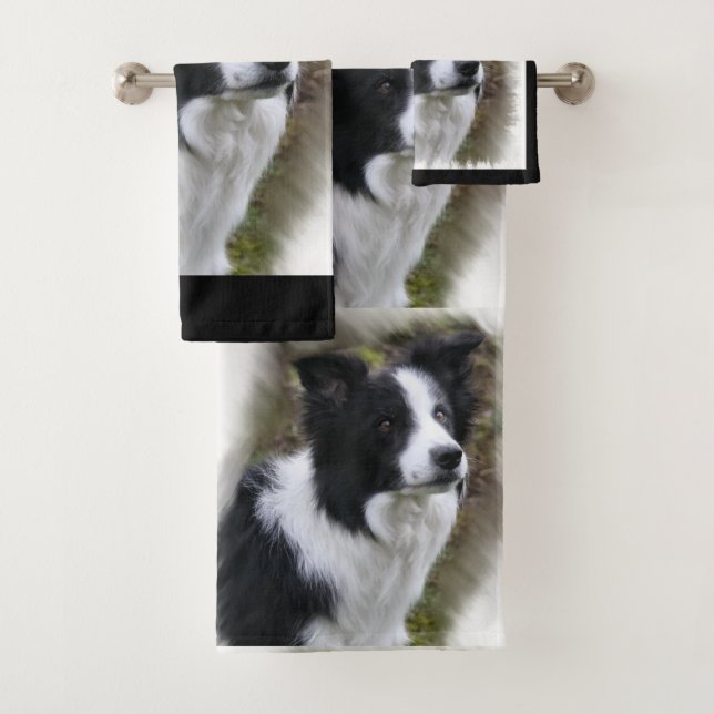 Border Collie Art Bath Towel Set (Insitu)
