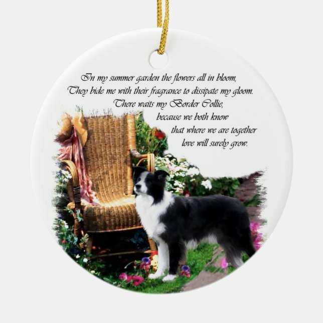 Border Collie Art Gifts Ceramic Tree Decoration (Front)