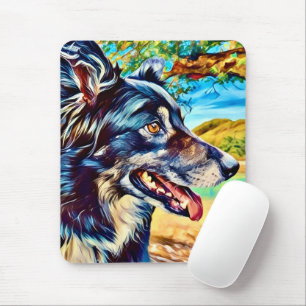 Border Collie Artistic Portrait Scenic Landscape Mouse Mat