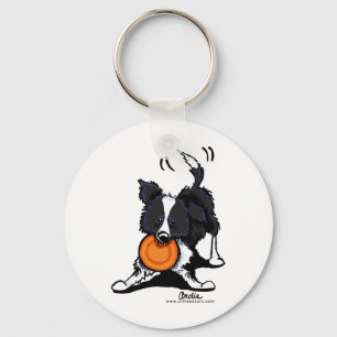 Border Collie at Play Key Ring
