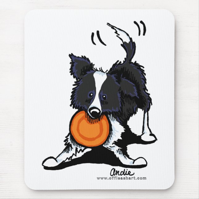 Border Collie at Play Mouse Mat (Front)