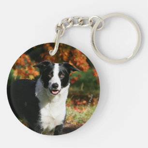 Border Collie Autumn Standing Key Ring