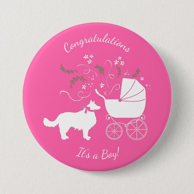 Border Collie Baby Shower 7.5 Cm Round Badge (Front)