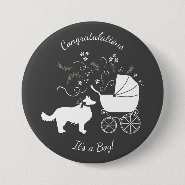 Border Collie Baby Shower 7.5 Cm Round Badge (Front)