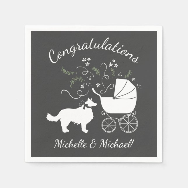 Border Collie Baby Shower Napkin (Front)