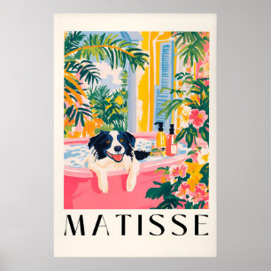 Border Collie Bathroom Print Funny Pink Matisse
