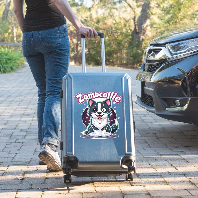 Border Collie BC Zombie Dog Halloween Essential T- (Suitcase Insitu)