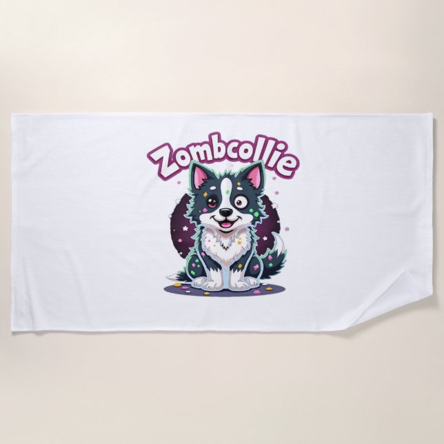 Border Collie BC Zombie Dog Halloween Essential T- Beach Towel (Front)