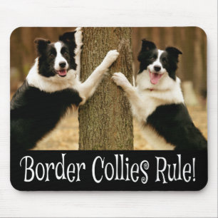 Border Collie Black And White Puppy Dog Love Mouse Mat