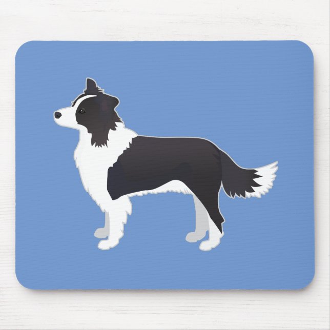 Border Collie Black Dog Breed Side View Silhouette Mouse Mat (Front)