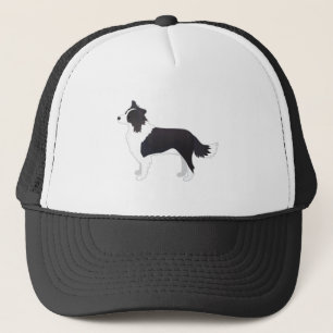 Border Collie Black Dog Breed Side View Silhouette Trucker Hat