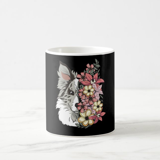 Border Collie Blue Merle With Flowers Coffee Mug (Center)