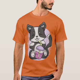 Border Collie Boba Tea Bubble Otaku Anime Dog Shep T-Shirt