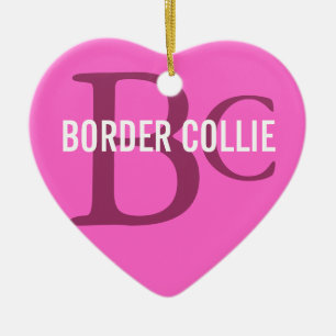 Border Collie Breed Monogram Ceramic Tree Decoration