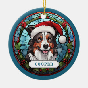 Border Collie Ceramic Circle Ornament
