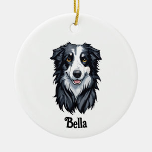 Border Collie Ceramic Tree Decoration