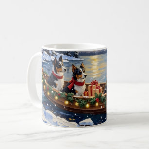 Border Collie Christmas Boat Holiday Coffee Mug