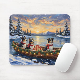 Border Collie Christmas Boat Holiday Mouse Mat