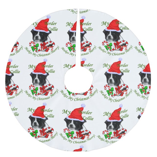 Border Collie Christmas Brushed Polyester Tree Skirt (Front)