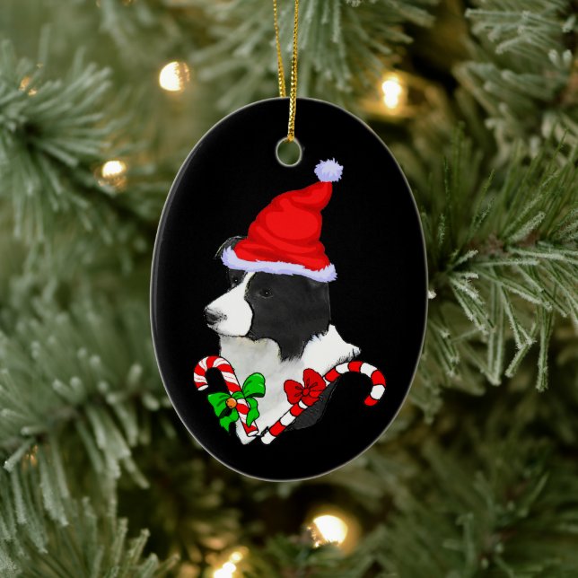 Border Collie Christmas Ceramic Tree Decoration (Tree)
