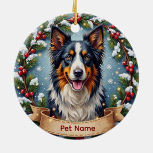 Border Collie Christmas Ceramic Tree Decoration