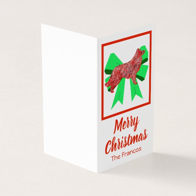Border Collie Christmas Dog & Green Bow Small (Outside)