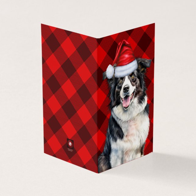 Border Collie Christmas Dog Red Buffalo Plaid (Outside)