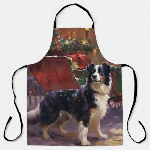 Border Collie Christmas Festive Season  Apron