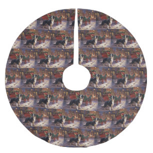 Border Collie Christmas Festive Season  Brushed Polyester Tree Skirt