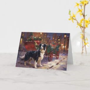Border Collie Christmas Festive Season Card