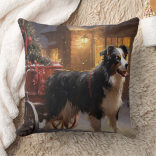 Border Collie Christmas Festive Season Cushion