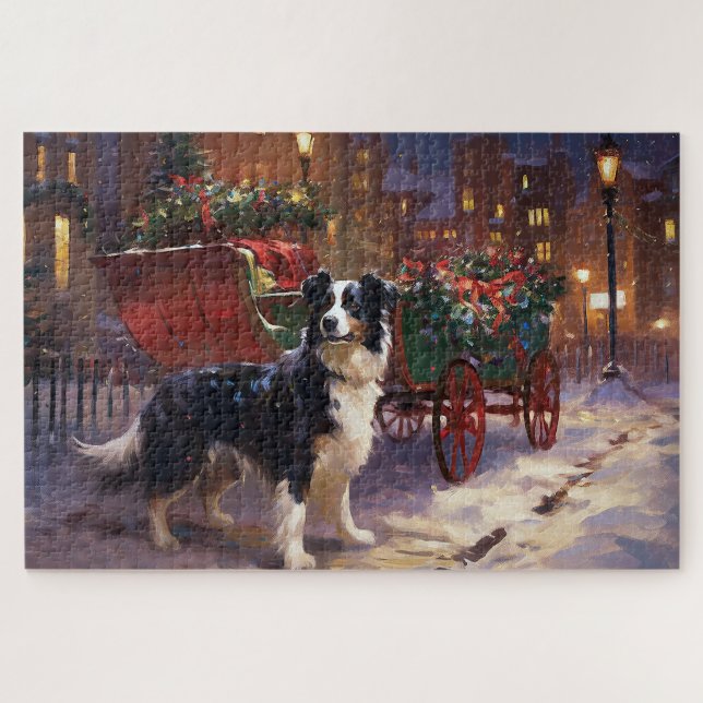 Border Collie Christmas Festive Season  Jigsaw Puzzle (Horizontal)