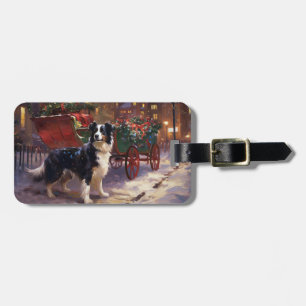 Border Collie Christmas Festive Season Luggage Tag