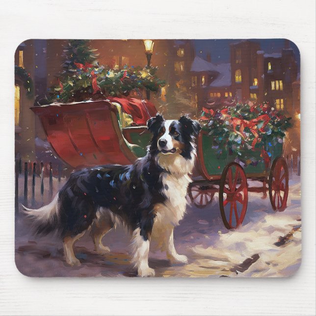 Border Collie Christmas Festive Season  Mouse Mat (Front)